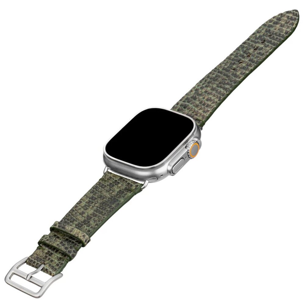 Authentic Lizard Leather Strap for Apple Watch - Forest Camo Color